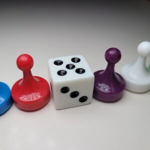 1992 Clue Replacement 6 Pieces Tokens Dice Parts Board Game Accessories Set